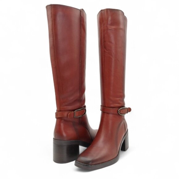 Naturalizer Women's Size 7.5 M Elliot Brown Leather Square Toe Knee High Boots - Picture 4 of 16